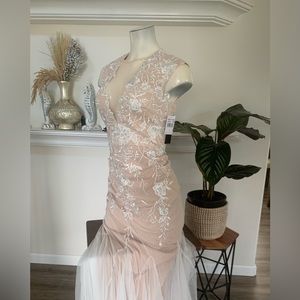 Betsy & Adam floral embroidered gown